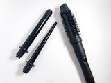 Volume Gold 3-in-1 Thermal Round Brush & Dual Curling Wand Set