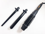 Volume Gold 3-in-1 Thermal Round Brush & Dual Curling Wand Set